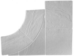 Bazénový lem rádiusový doplněný z vnější strany dlažbou, sadou ze tří kusů k obložení rohu R50 cm