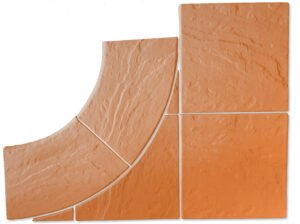 Dlažba bazénová, sada k obložení vnějšího rohu R50 cm, vyrobena z betonu Mystery caramel