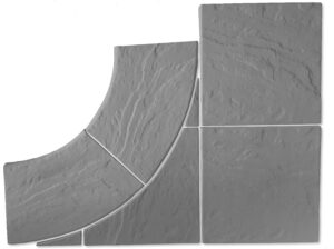 Dlažba bazénová, sada k obložení vnějšího rohu R50 cm, vyrobena z betonu Mystery šedá