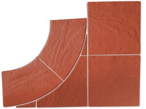 Dlažba bazénová, sada k obložení vnějšího rohu R50 cm, vyrobena z betonu Mystery červená