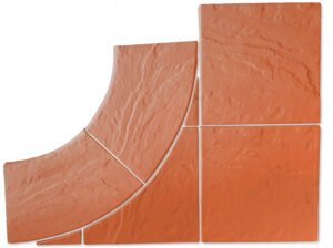 Dlažba bazénová, sada k obložení vnějšího rohu R50 cm, vyrobena z betonu Mystery cihla