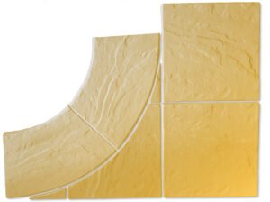 Dlažba bazénová, sada k obložení vnějšího rohu R50 cm, vyrobena z betonu Mystery písková